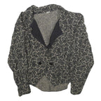 Womens Black & Grey Paisley Pattern Button Jacket L Woven Classic Elegant