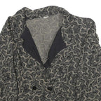 Womens Black & Grey Paisley Pattern Button Jacket L Woven Classic Elegant