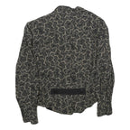 Womens Black & Grey Paisley Pattern Button Jacket L Woven Classic Elegant