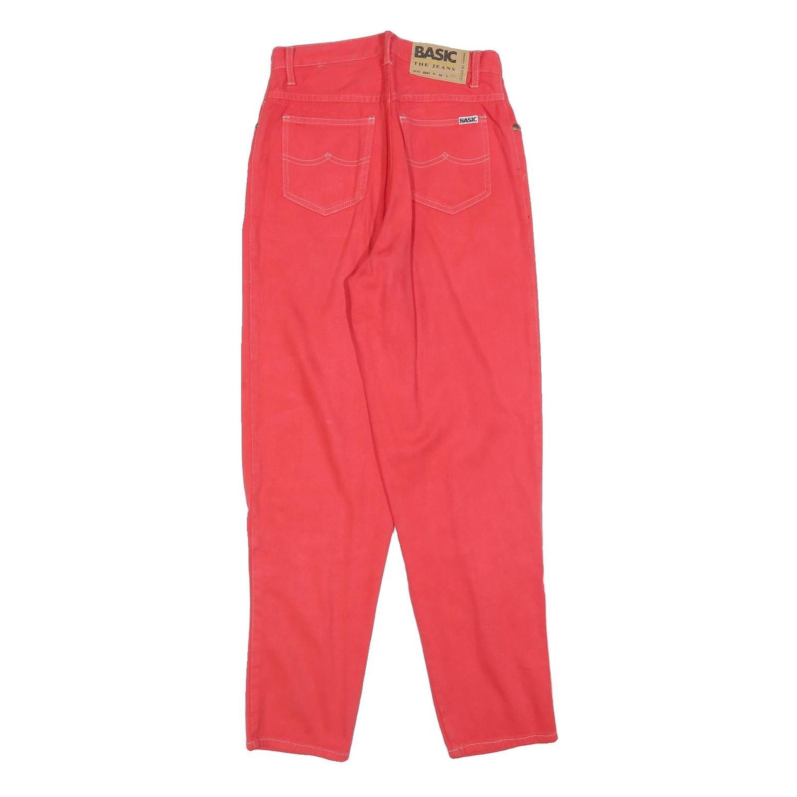 BASIC Womens Regular Fit Red Cotton Blend Denim Jeans W26 L28 Casual Classic