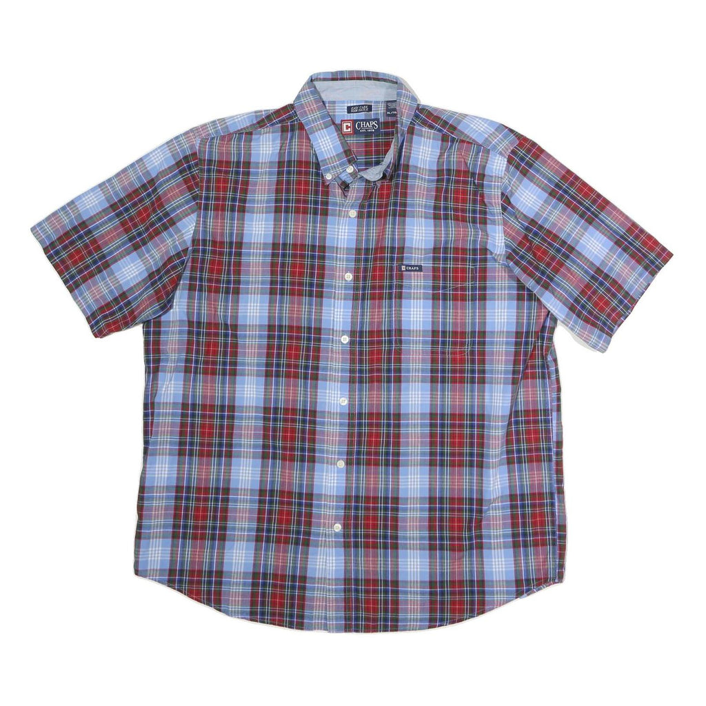 CHAPS Mens Blue & Red Check Shirt XL Button Down Cotton Casual Fashion