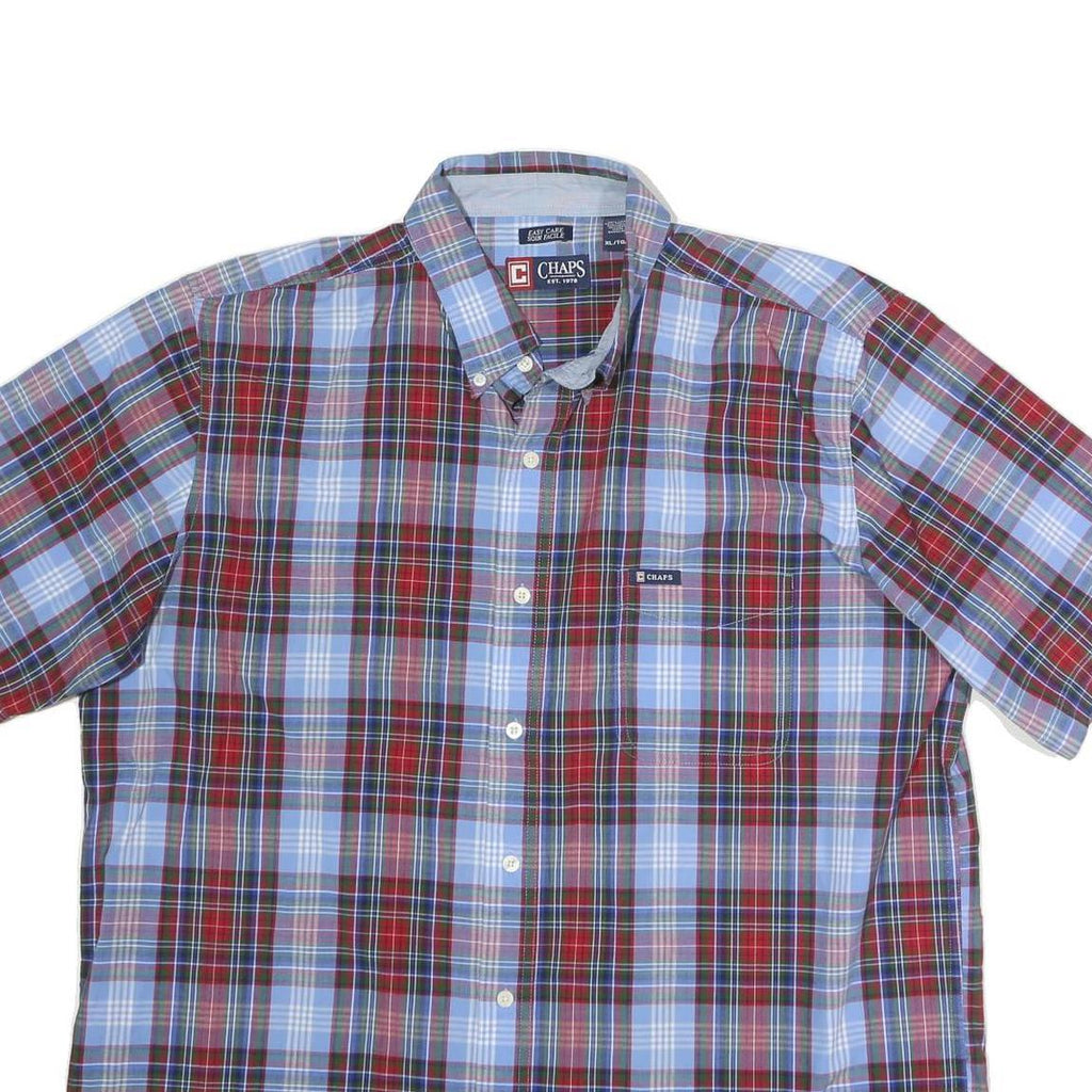 CHAPS Mens Blue & Red Check Shirt XL Button Down Cotton Casual Fashion