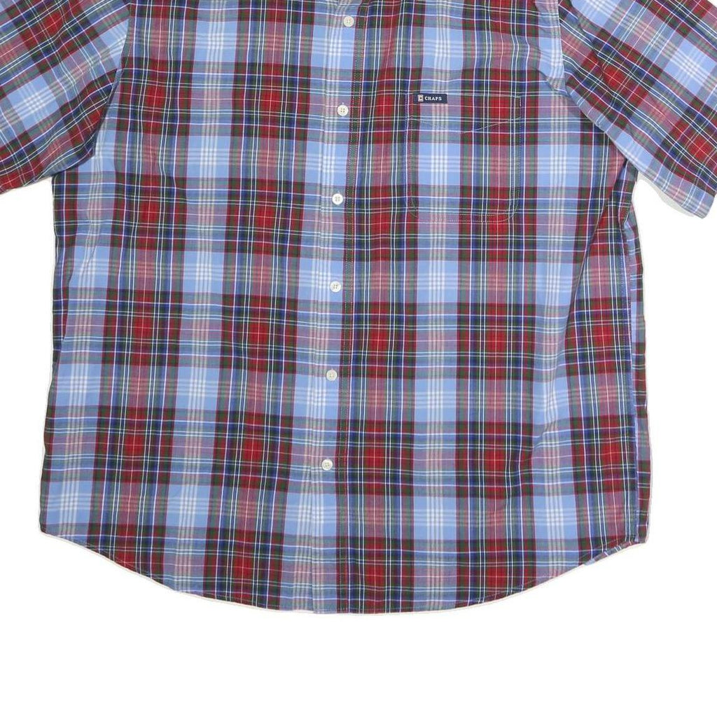 CHAPS Mens Blue & Red Check Shirt XL Button Down Cotton Casual Fashion
