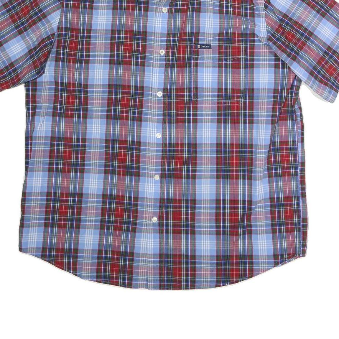 CHAPS Mens Blue & Red Check Shirt XL Button Down Cotton Casual Fashion