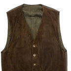 Mens Waistcoat Brown Leather Suede 90s M