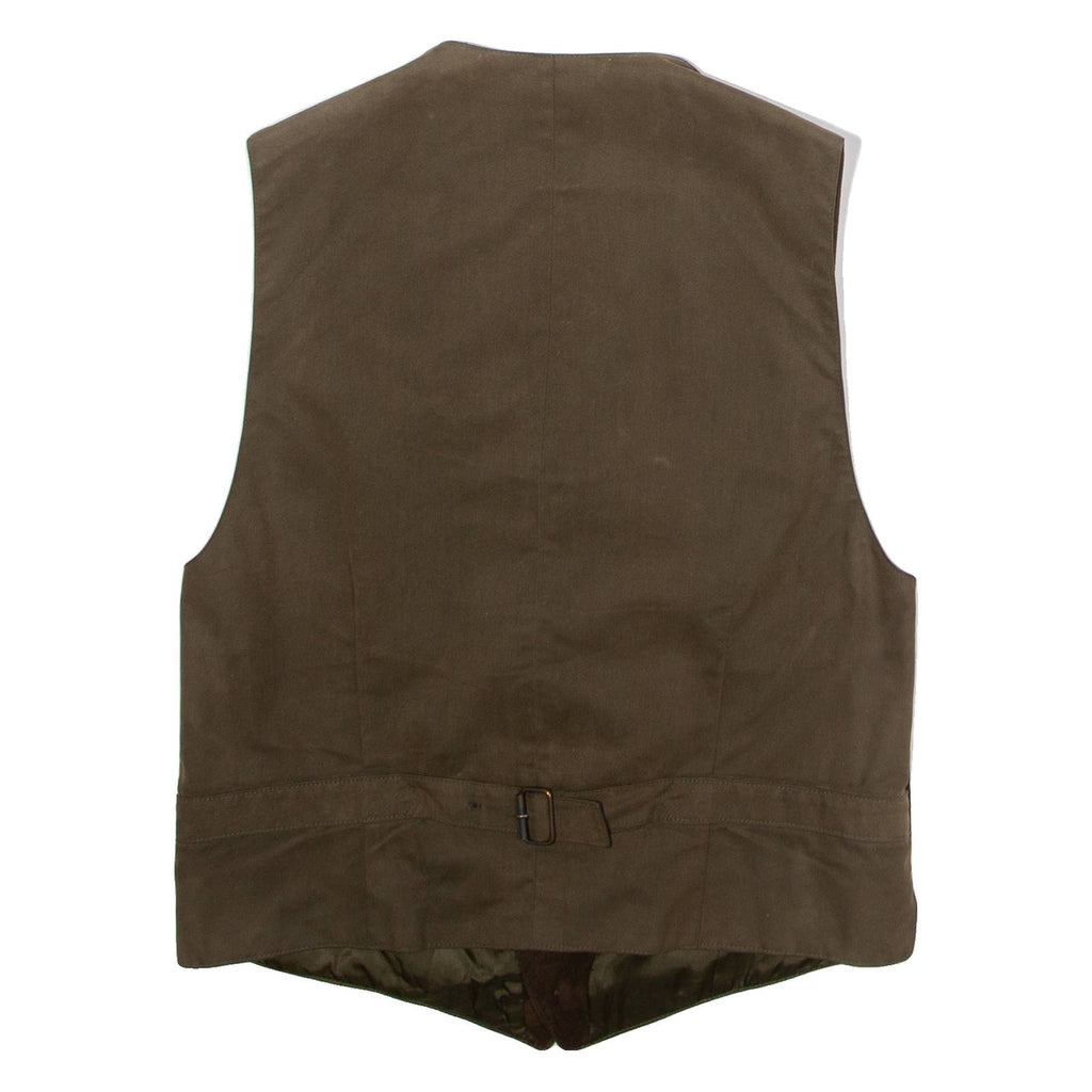 Mens Waistcoat Brown Leather Suede 90s M