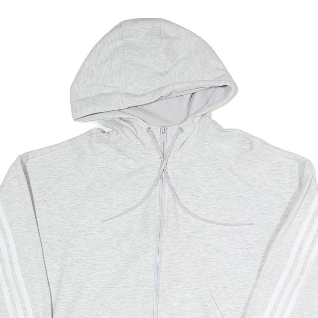 ADIDAS Womens Grey Full Zip Hoodie M Cotton Blend Casual Sportswear