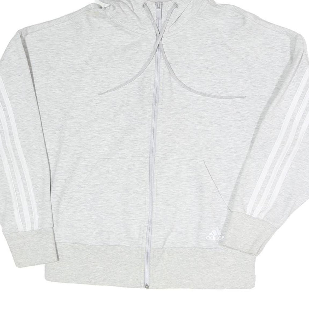 ADIDAS Womens Grey Full Zip Hoodie M Cotton Blend Casual Sportswear