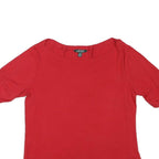 LAUREN RALPH LAUREN Womens Red T-Shirt L Short Sleeve Round Neck Simple Cotton