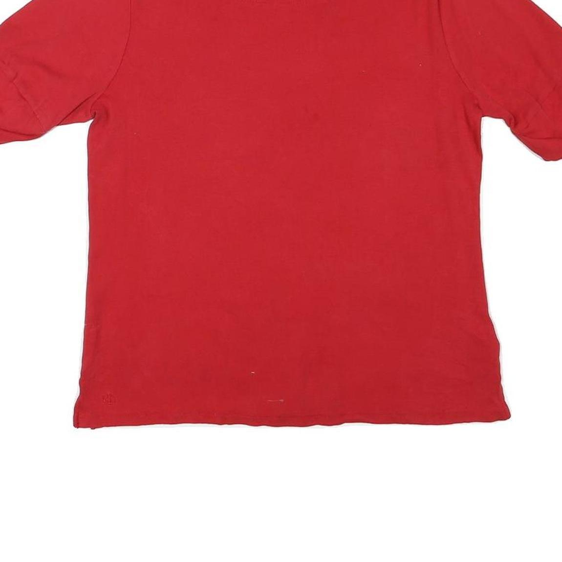 LAUREN RALPH LAUREN Womens Red T-Shirt L Short Sleeve Round Neck Simple Cotton