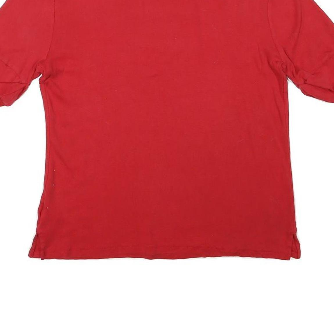 LAUREN RALPH LAUREN Womens Red T-Shirt L Short Sleeve Round Neck Simple Cotton