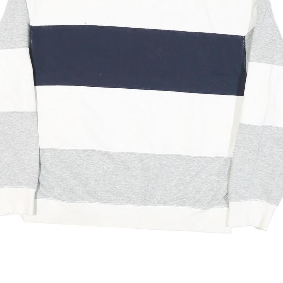 NAUTICA Mens White & Grey Colour Block Sweatshirt L Cotton Blend Crew Neck