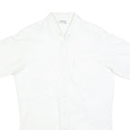 Mens White Short Sleeve Cotton Blend Shirt M Casual Button Pocket