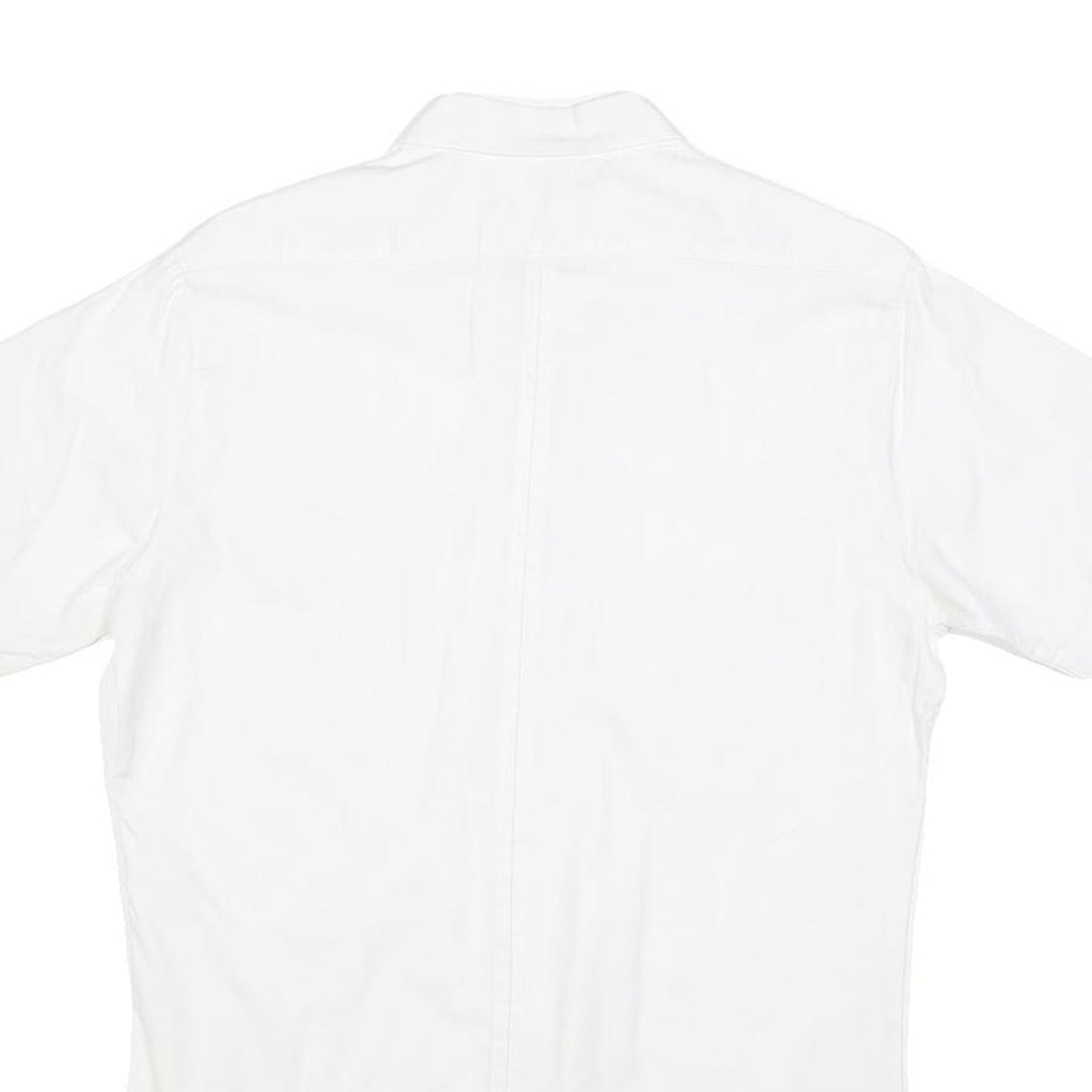 Mens White Short Sleeve Cotton Blend Shirt M Casual Button Pocket