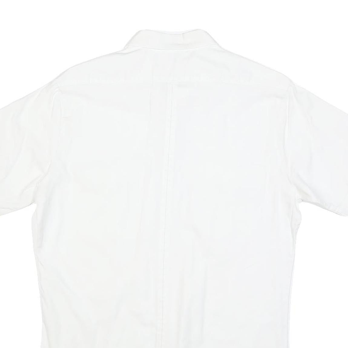Mens White Short Sleeve Cotton Blend Shirt M Casual Button Pocket