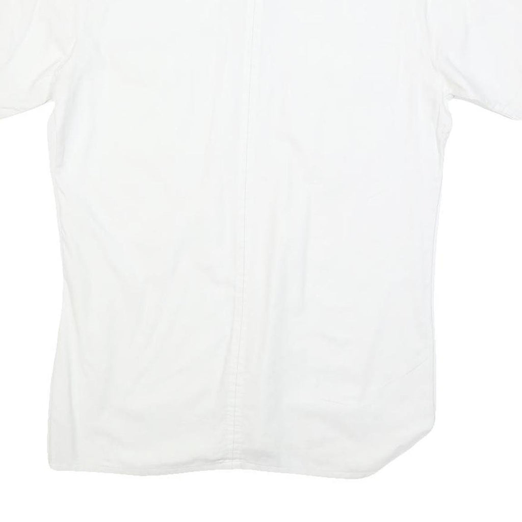 Mens White Short Sleeve Cotton Blend Shirt M Casual Button Pocket