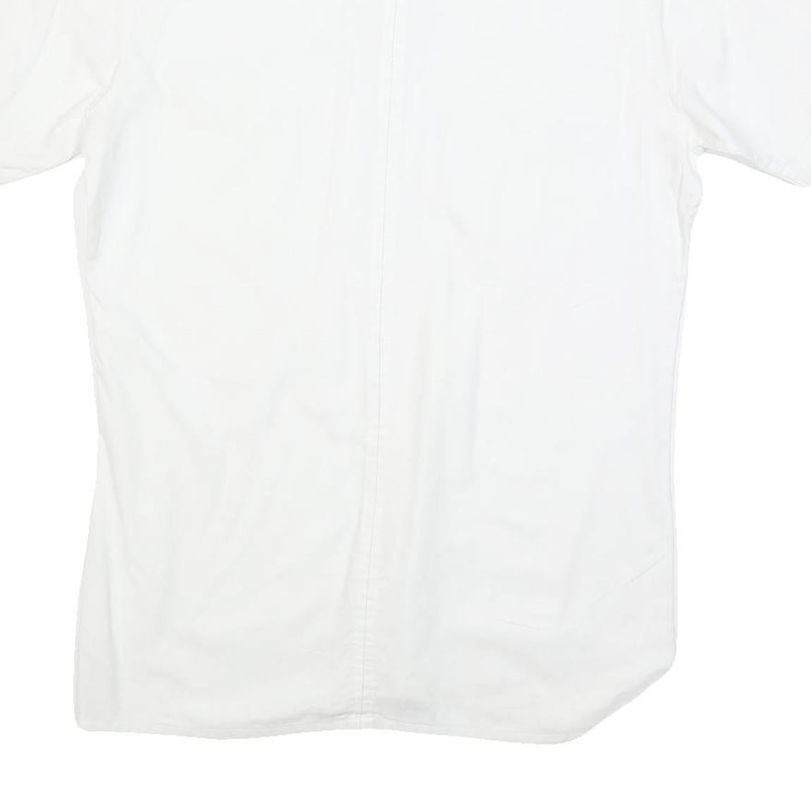 Mens White Short Sleeve Cotton Blend Shirt M Casual Button Pocket