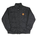 Mens Black Quilted Jacket Polyester Blend Tiger Logo L Zip Closure Stand-Up
