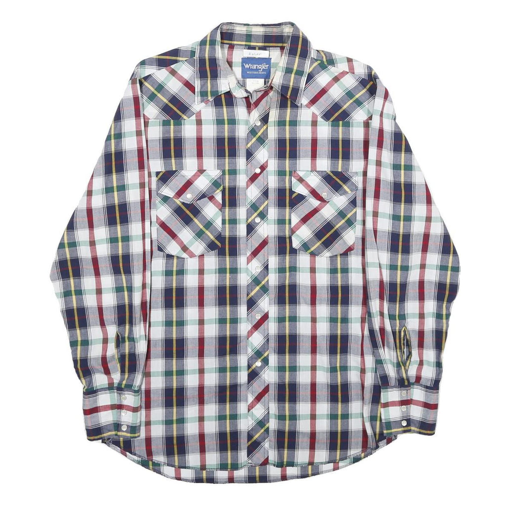 WRANGLER Mens Blue Red Green Check Shirt M Long Sleeve Cotton Blend Casual