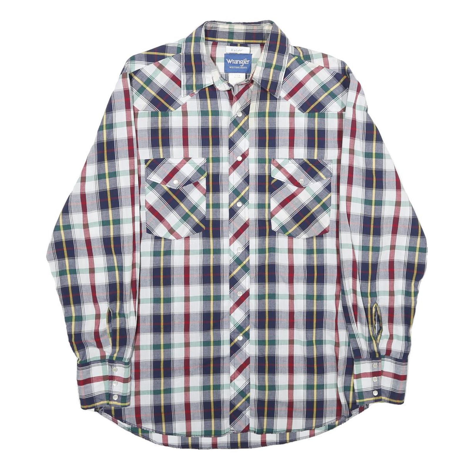 WRANGLER Mens Blue Red Green Check Shirt M Long Sleeve Cotton Blend Casual