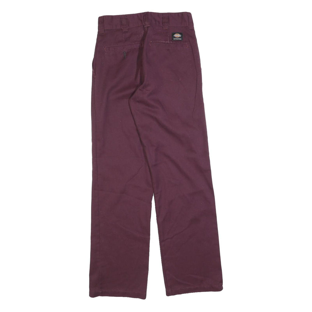 DICKIES Mens Regular Fit Burgundy Cotton Blend Trousers W28 L32 Workwear Classic