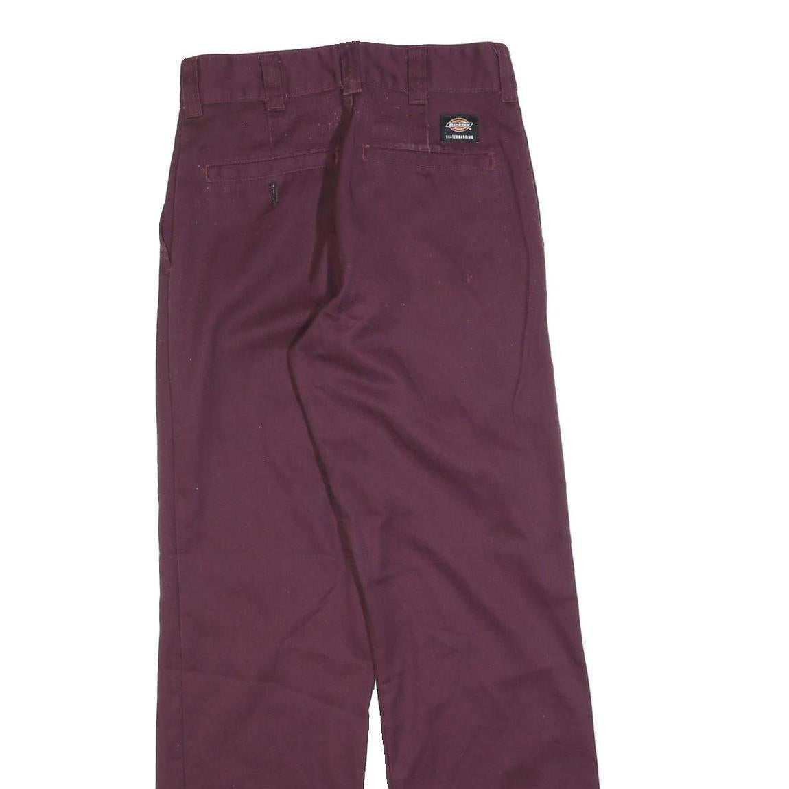DICKIES Mens Regular Fit Burgundy Cotton Blend Trousers W28 L32 Workwear Classic