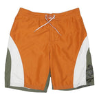 TIMBERLAND Mens Shorts Orange & Green Casual M W34 Lightweight Drawstring