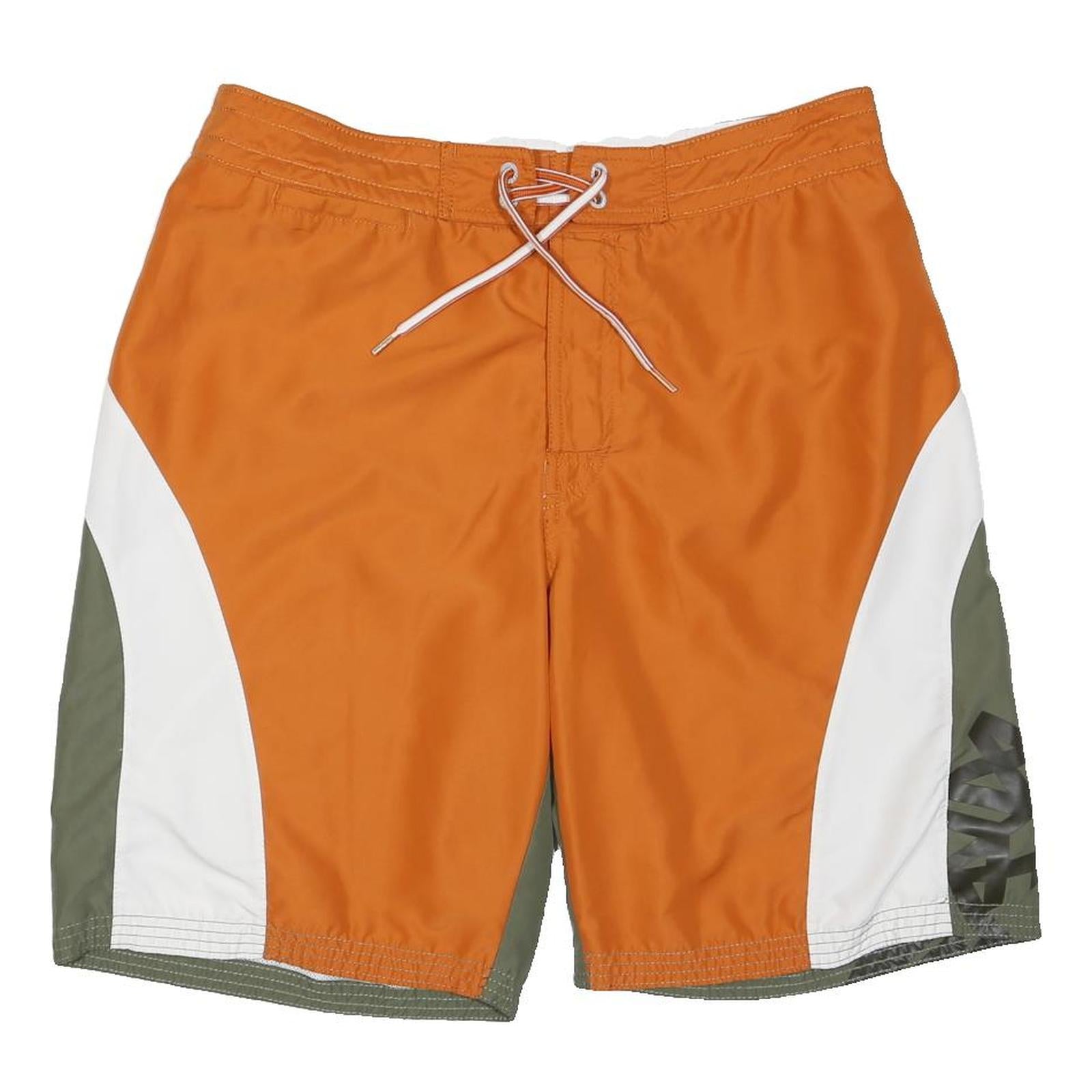 TIMBERLAND Mens Shorts Orange & Green Casual M W34 Lightweight Drawstring