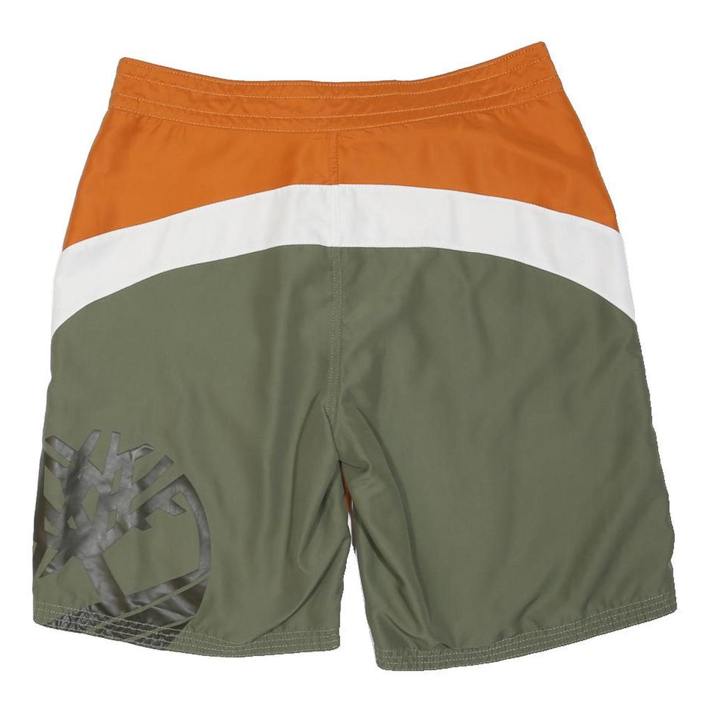 TIMBERLAND Mens Shorts Orange & Green Casual M W34 Lightweight Drawstring