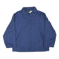 JC PENNEY Womens Blue Coach Jacket L Polyester Blend Button Closure Plain