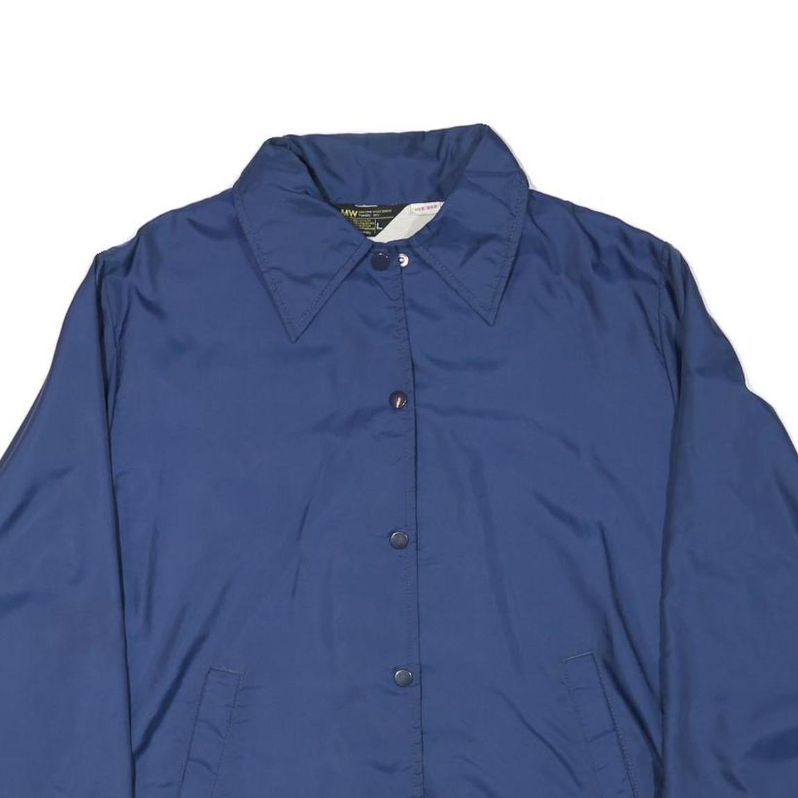 JC PENNEY Womens Blue Coach Jacket L Polyester Blend Button Closure Plain