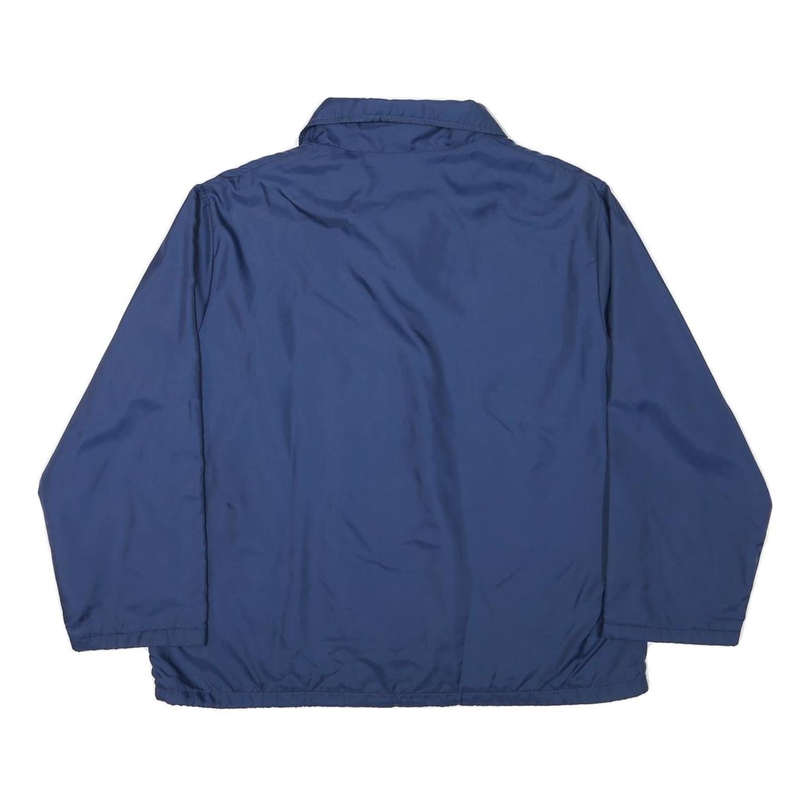 JC PENNEY Womens Blue Coach Jacket L Polyester Blend Button Closure Plain