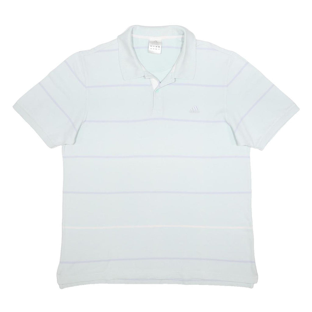 ADIDAS Mens White Short Sleeve Striped 2XL Polo Shirt Cotton Casual Basic