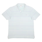 ADIDAS Mens White Short Sleeve Striped 2XL Polo Shirt Cotton Casual Basic