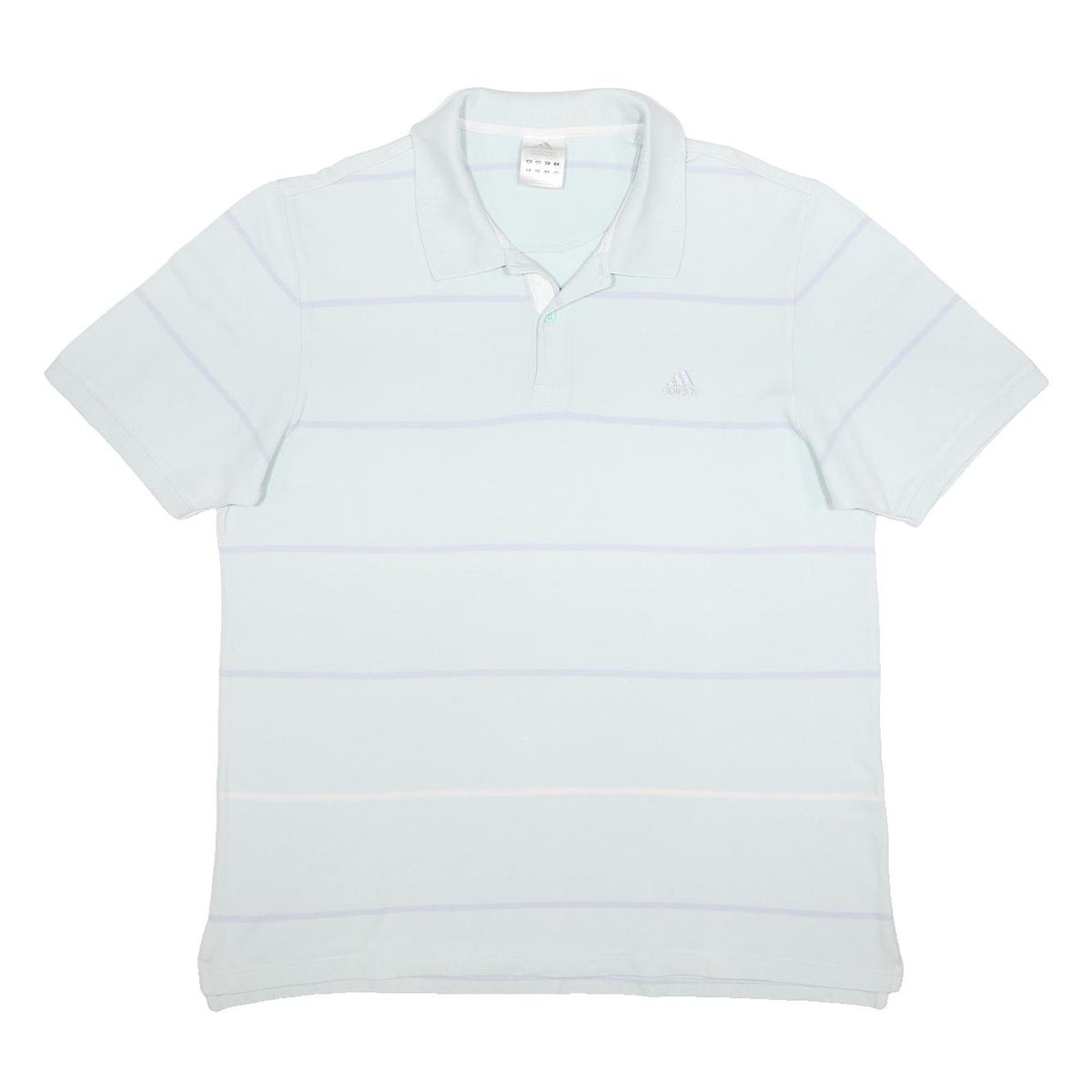 ADIDAS Mens White Short Sleeve Striped 2XL Polo Shirt Cotton Casual Basic