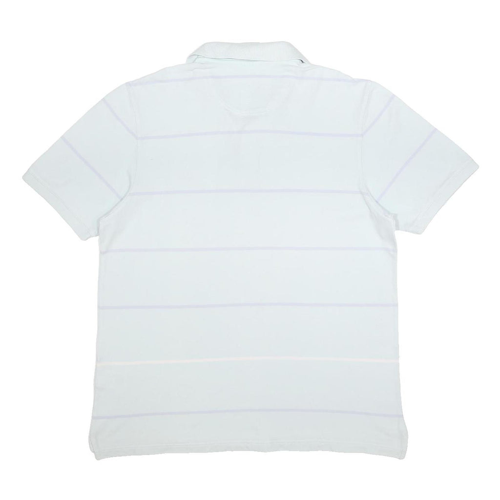 ADIDAS Mens White Short Sleeve Striped 2XL Polo Shirt Cotton Casual Basic
