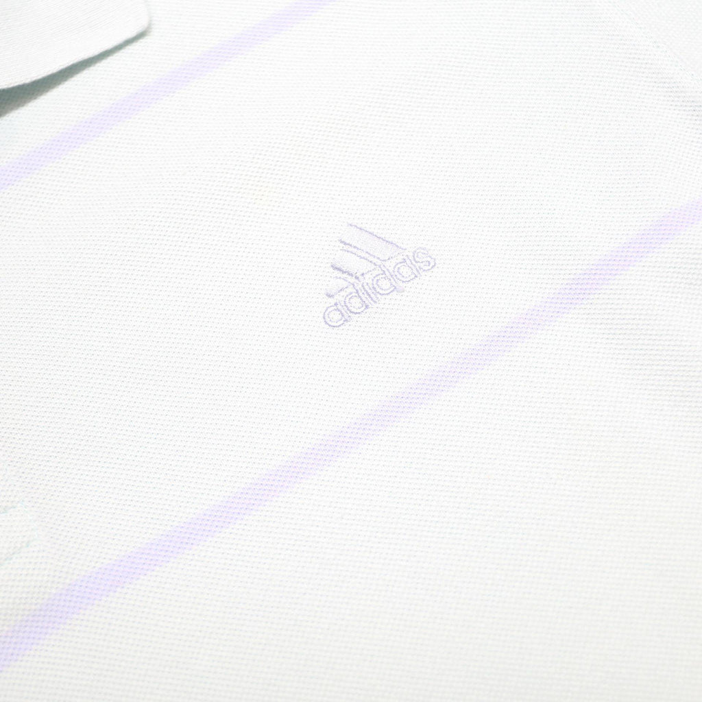 ADIDAS Mens White Short Sleeve Striped 2XL Polo Shirt Cotton Casual Basic