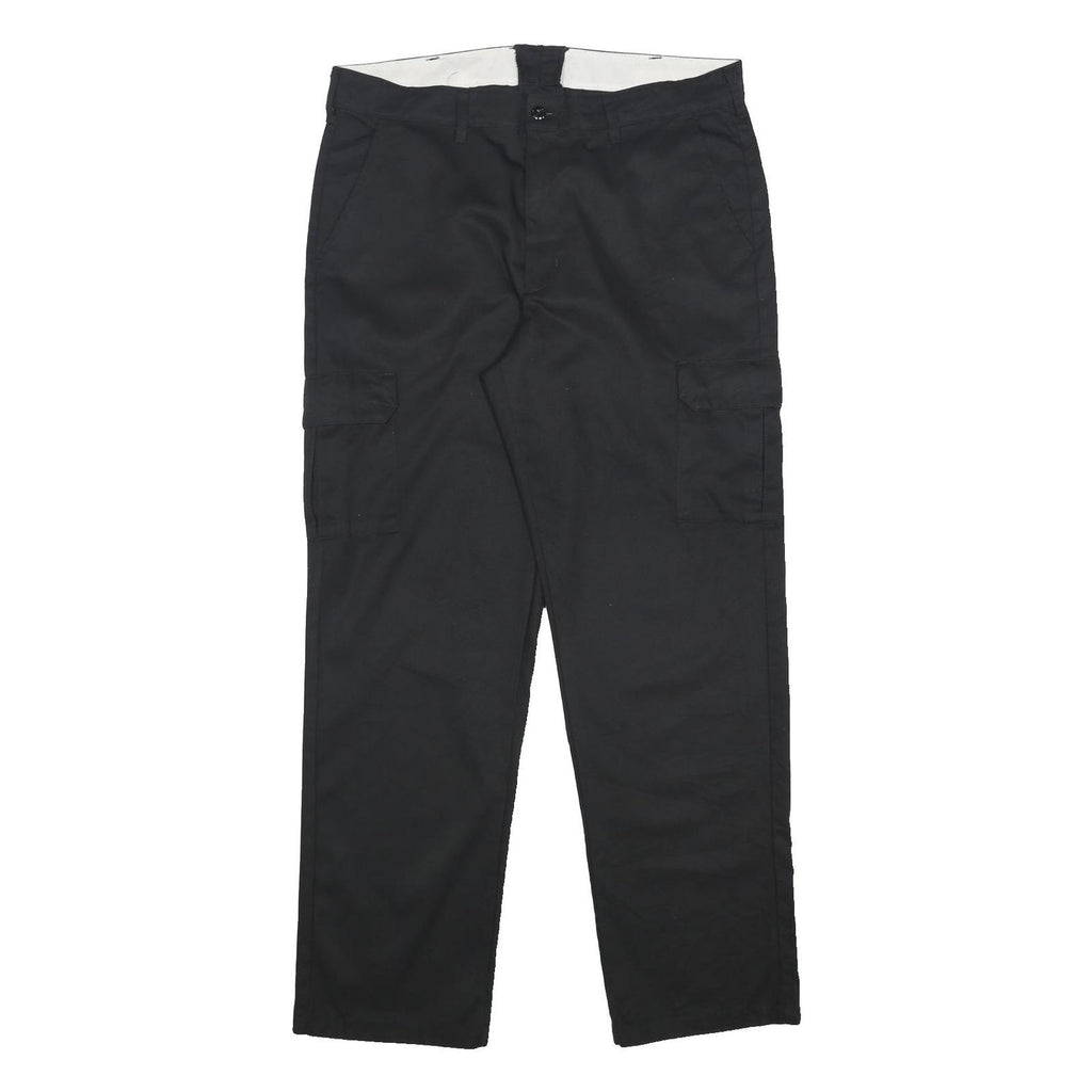 RED KAP Mens Regular Fit Black Cargo Cotton Blend Trousers W38 L34 Workwear