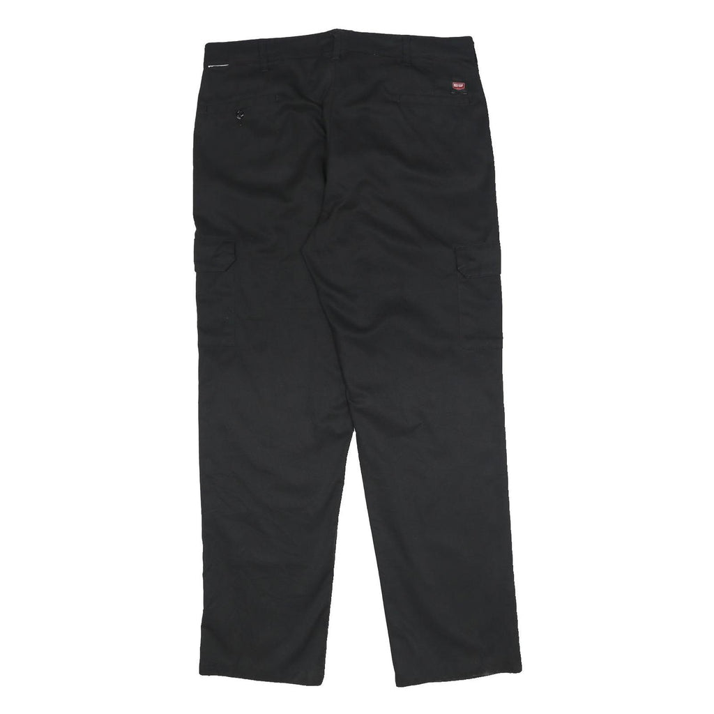 RED KAP Mens Regular Fit Black Cargo Cotton Blend Trousers W38 L34 Workwear