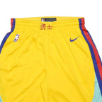 NIKE Mens Yellow Basketball Shorts L W30 NBA Swoosh Logo Athletic Gym