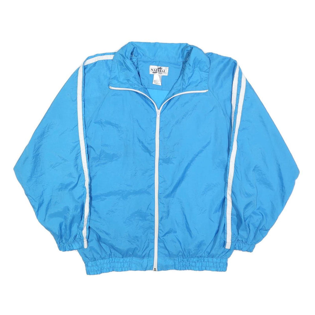 NATURAL IDENTITY Mens Blue Nylon Jacket S Zip Plain Lightweight Casual