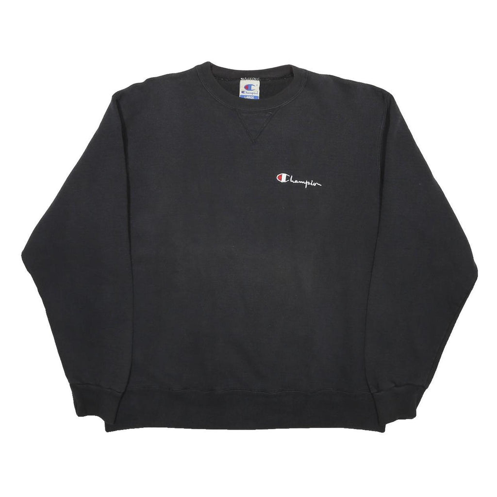 CHAMPION Womens Black Cotton Blend Crew Neck L Sweatshirt Casual Classic Comfort