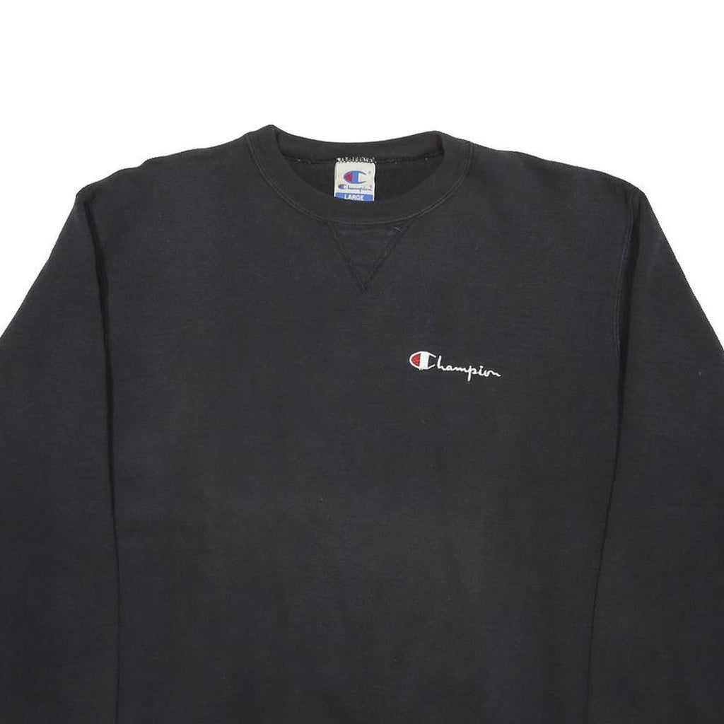 CHAMPION Womens Black Cotton Blend Crew Neck L Sweatshirt Casual Classic Comfort