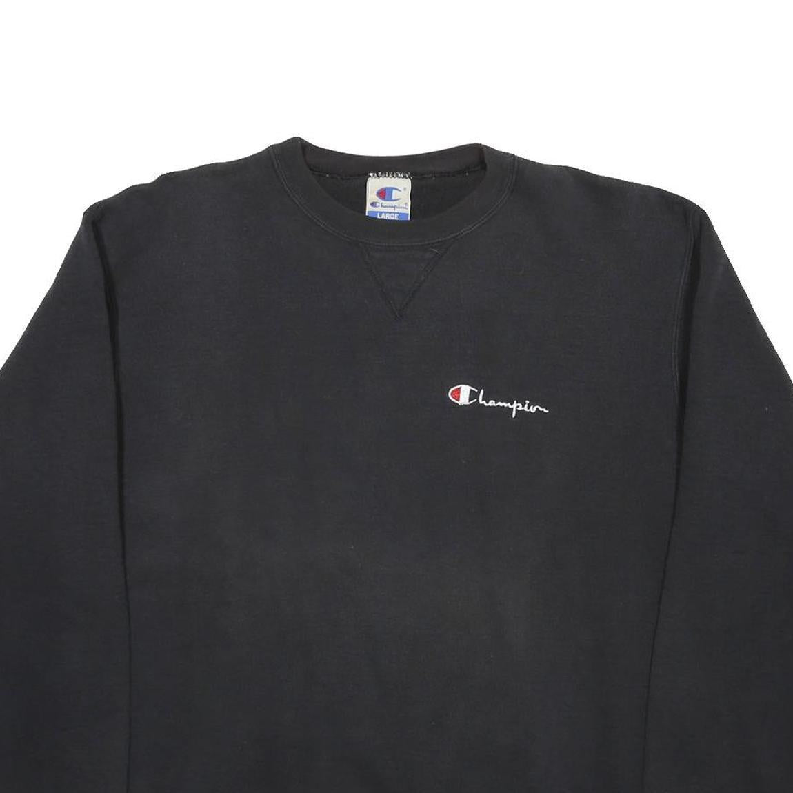 CHAMPION Womens Black Cotton Blend Crew Neck L Sweatshirt Casual Classic Comfort