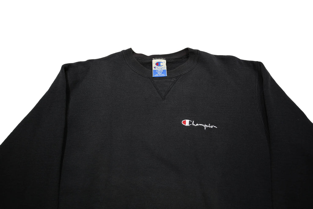 CHAMPION Womens Black Cotton Blend Crew Neck L Sweatshirt Casual Classic Comfort