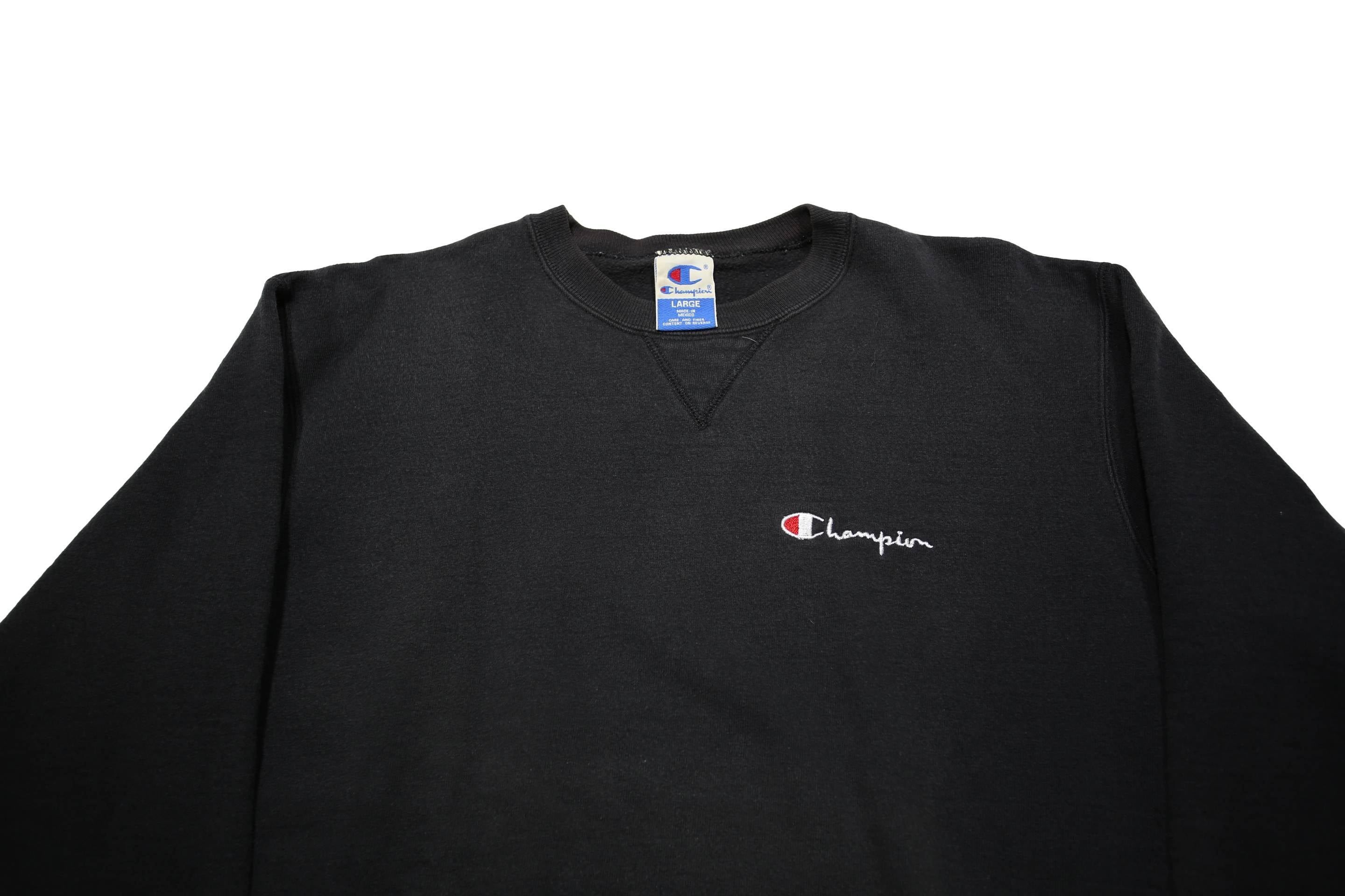 CHAMPION Womens Black Cotton Blend Crew Neck L Sweatshirt Casual Classic Comfort