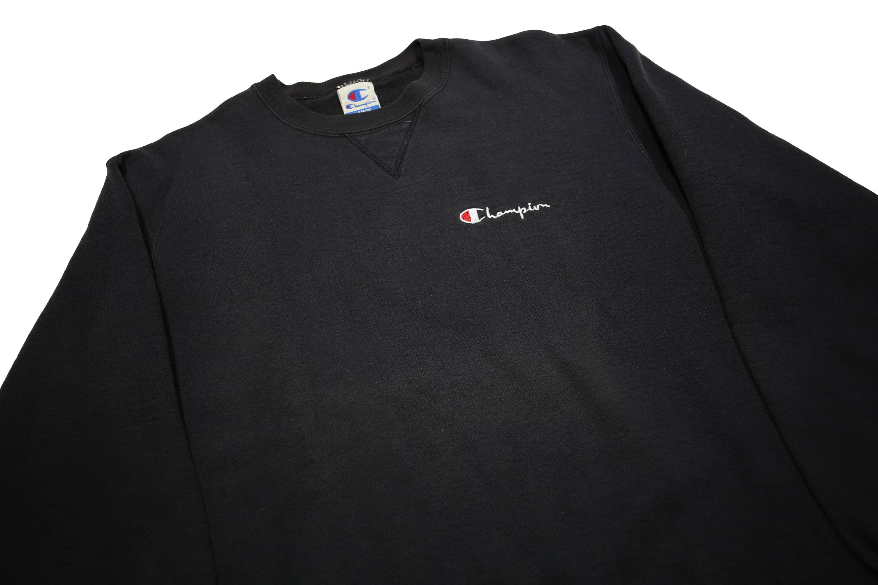 CHAMPION Womens Black Cotton Blend Crew Neck L Sweatshirt Casual Classic Comfort