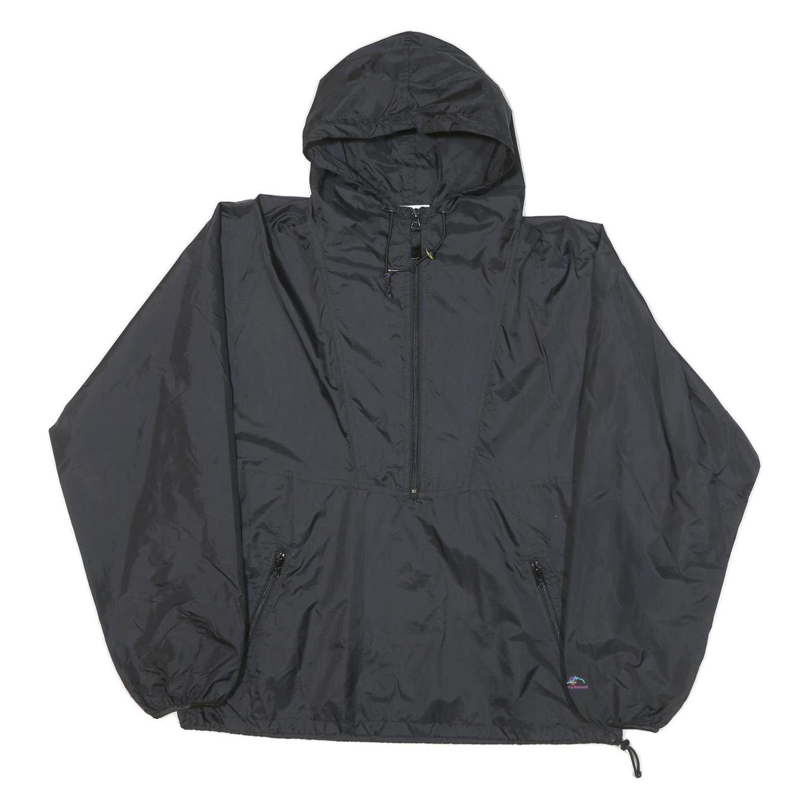 HELLY HANSEN Mens Black Outdoor Jacket M Nylon Plain Hooded Zip Pockets