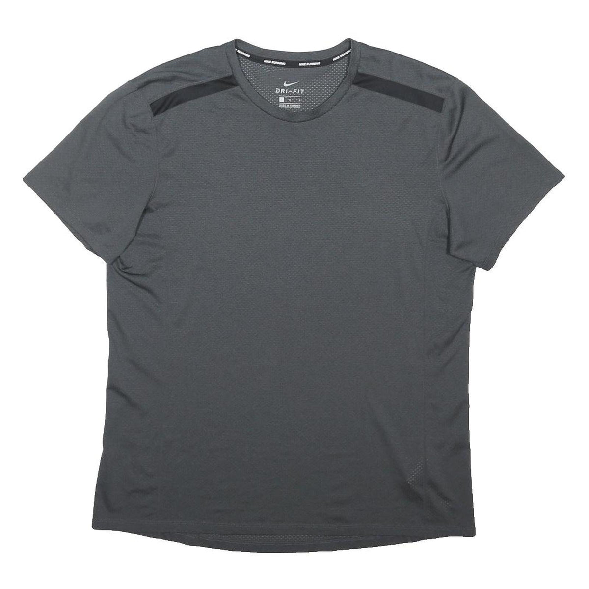 NIKE Mens Grey & Black Running T-Shirt L Short Sleeve Crew Neck Breathable