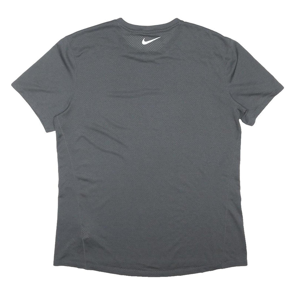 NIKE Mens Grey & Black Running T-Shirt L Short Sleeve Crew Neck Breathable
